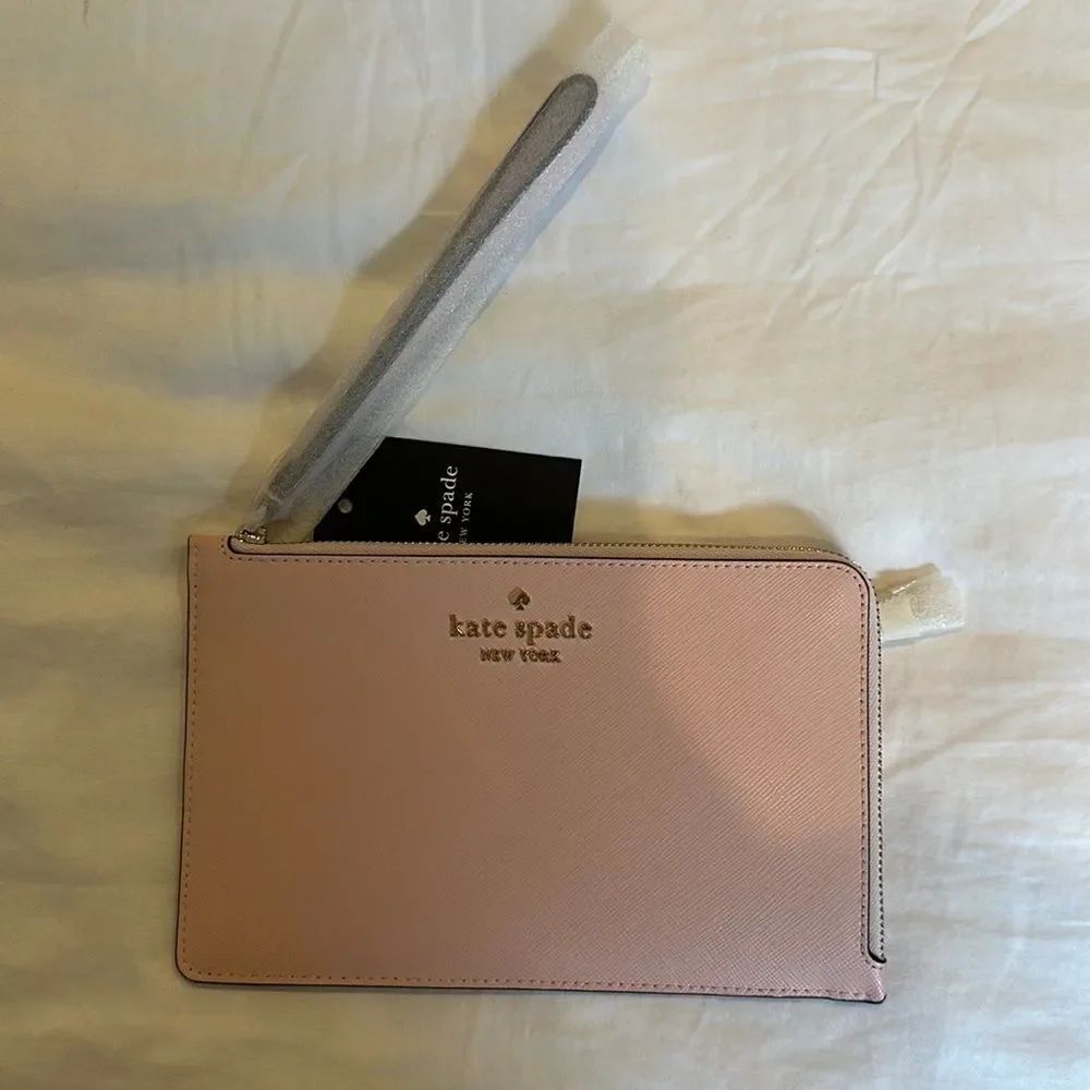 kate spade blush pink zip wristlet clutch